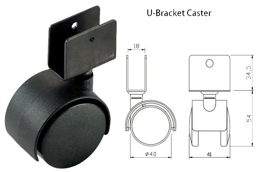 office chair parts manufacturer U Bracket Casters measurements