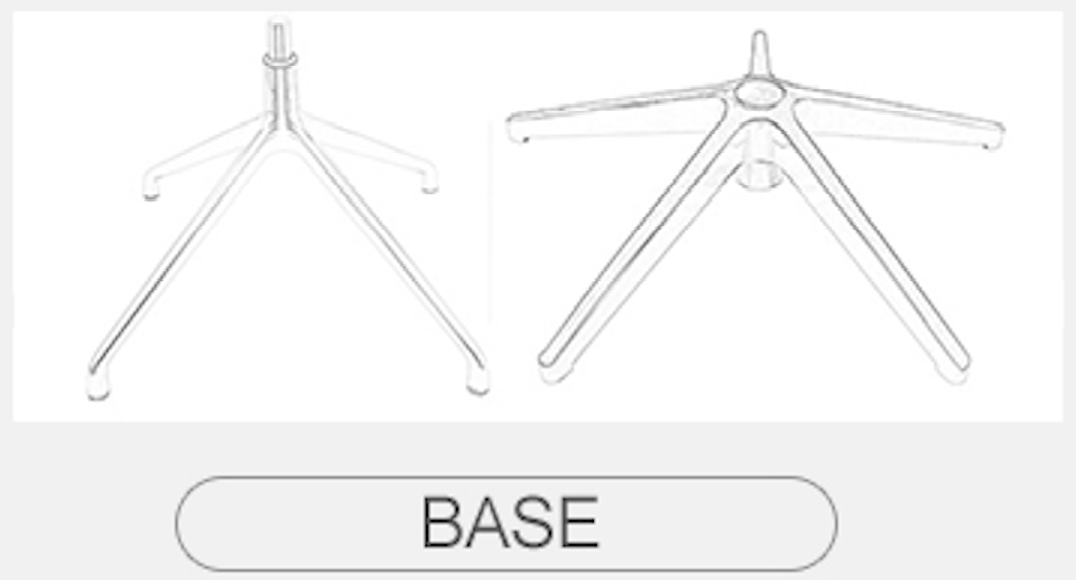 Premium aluminum 4-star and 5-star replacement bases for office and lounge chairs