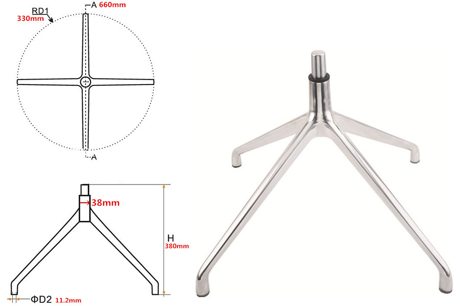GUIDE TO OFFICE CHAIR BASE DIMENSIONS | TINCCI.COM 4 4 leg office chair base dimensions parts suppliers in China