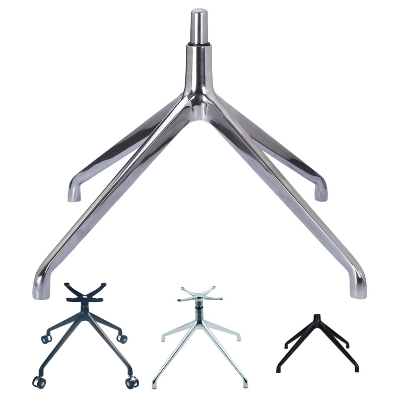 Premium aluminum 4 leg swivel chair base designed for modern office and upholstered chairs