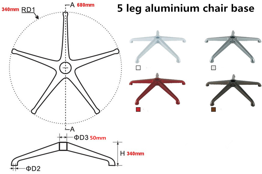 GUIDE TO OFFICE CHAIR BASE DIMENSIONS | TINCCI.COM 6 6 office aluminium chair base dimensions revolving parts manufacturer in China