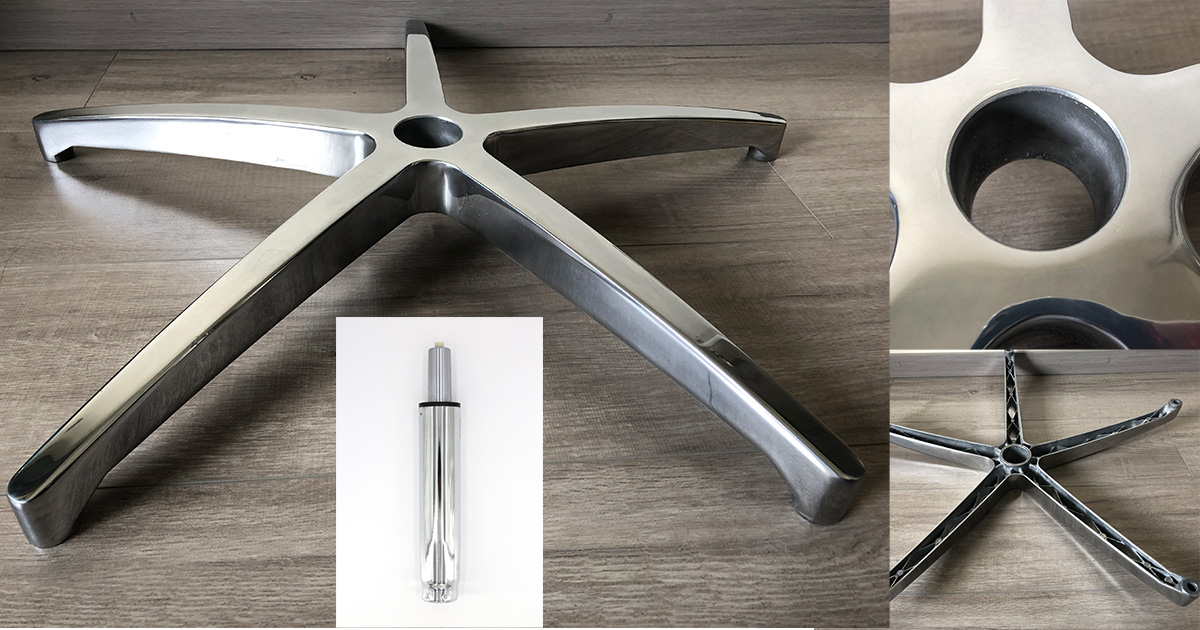 Installing a gas lift into a new heavy-duty polished Alu chair base.