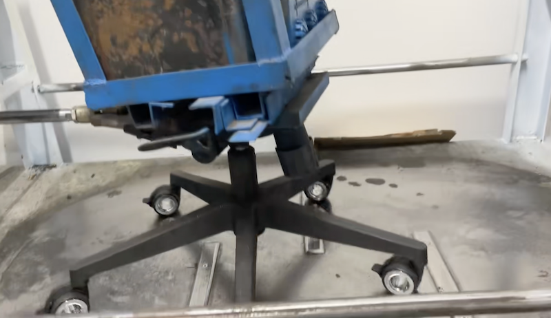 BIFMA dynamic heavy load and fatigue testing on a computer chair base assembly